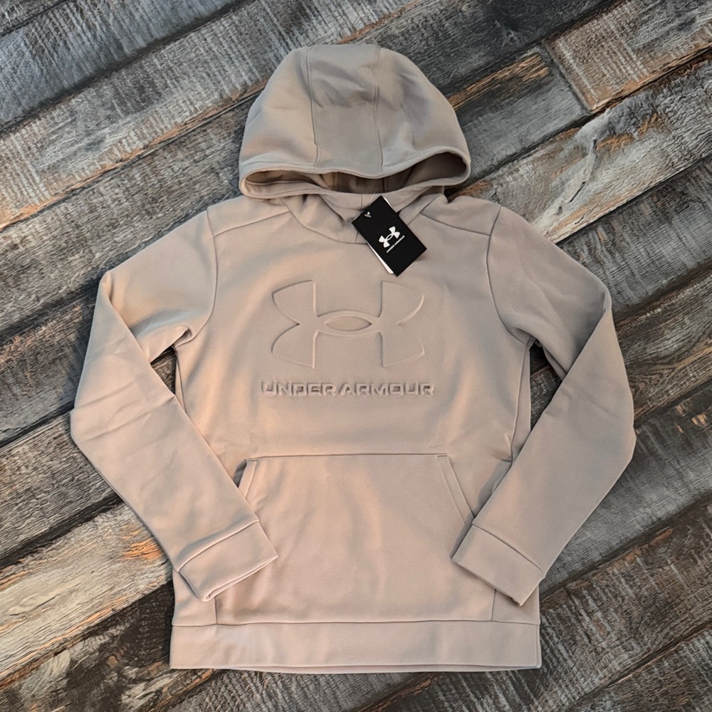NWT Under Armour youth large Light Tan Hoodie